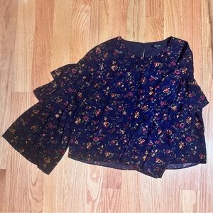 Madewell Navy Floral Blouse